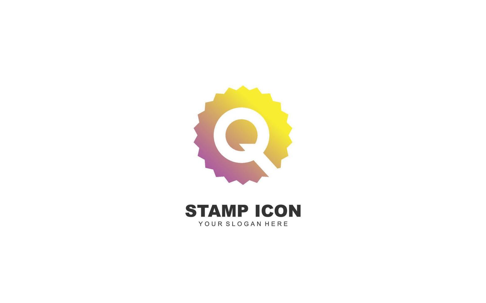 Q Stamp logo design inspiration. Vector letter template design for brand.