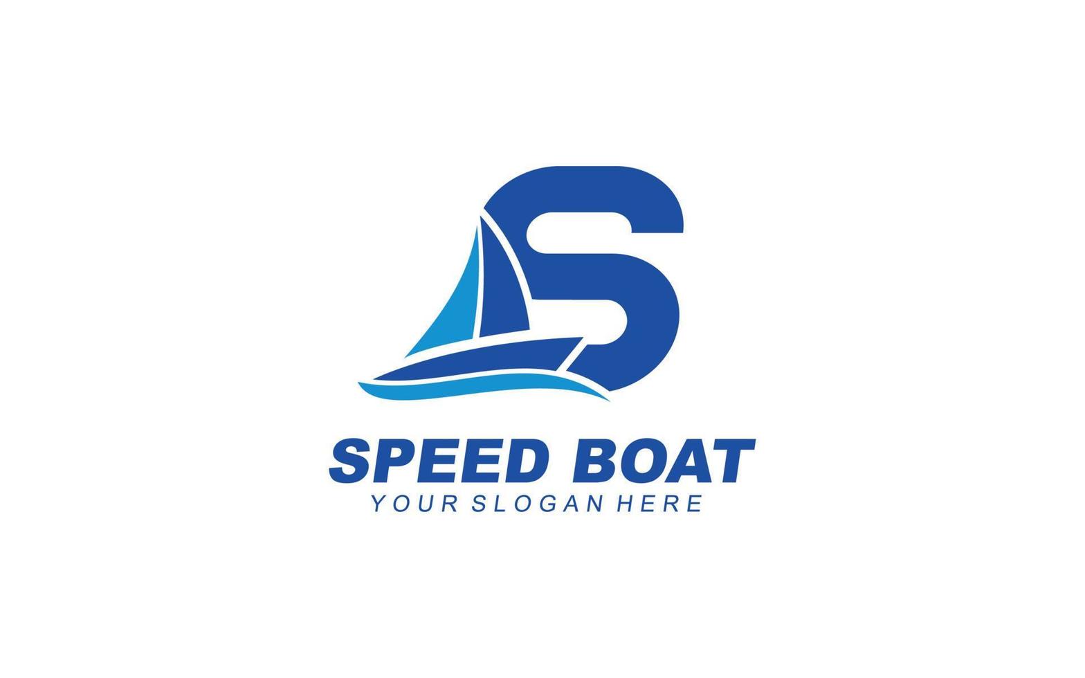 S Boat logo design inspiration. Vector letter template design for brand.