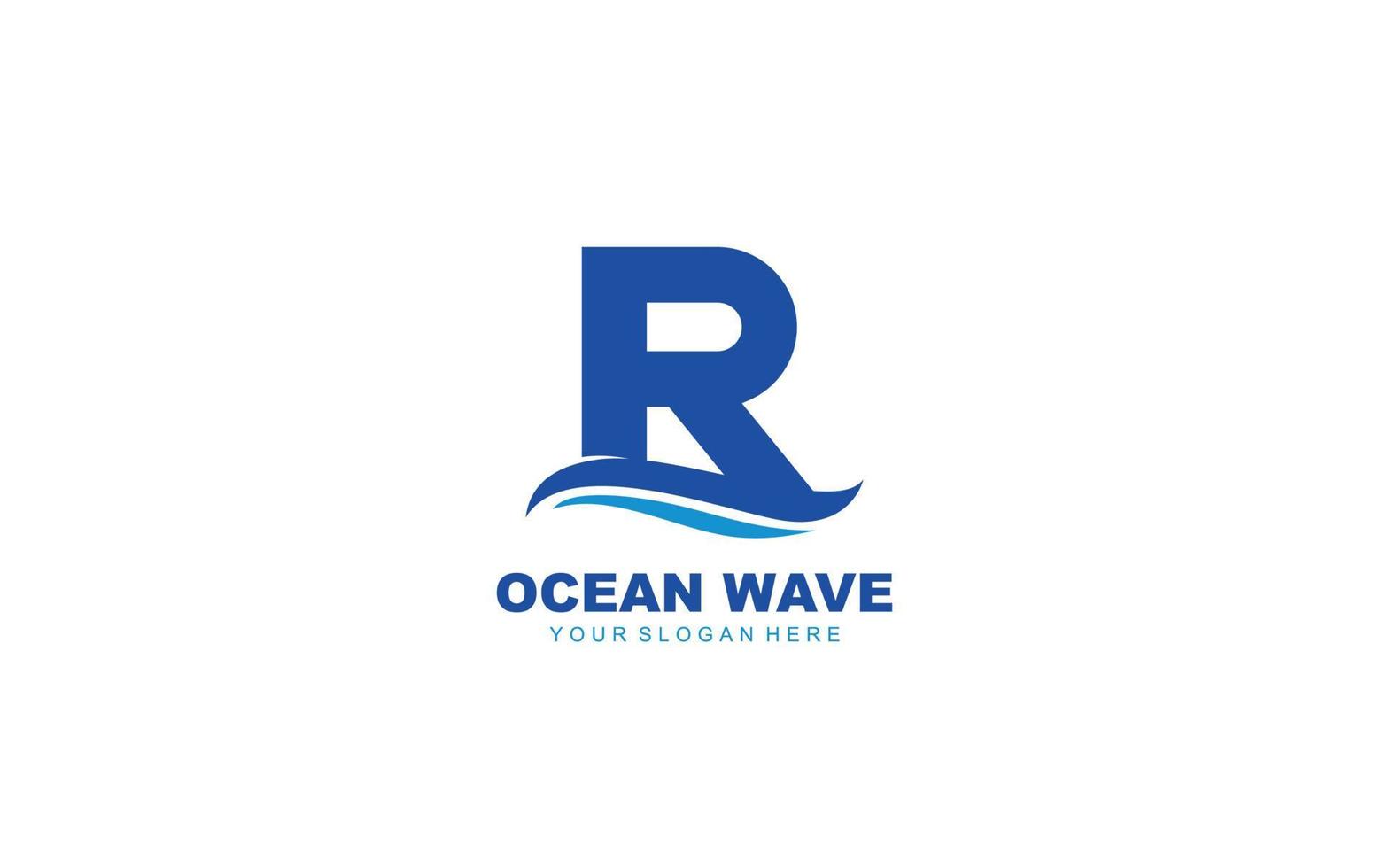 R WAVE logo design inspiration. Vector letter template design for brand.