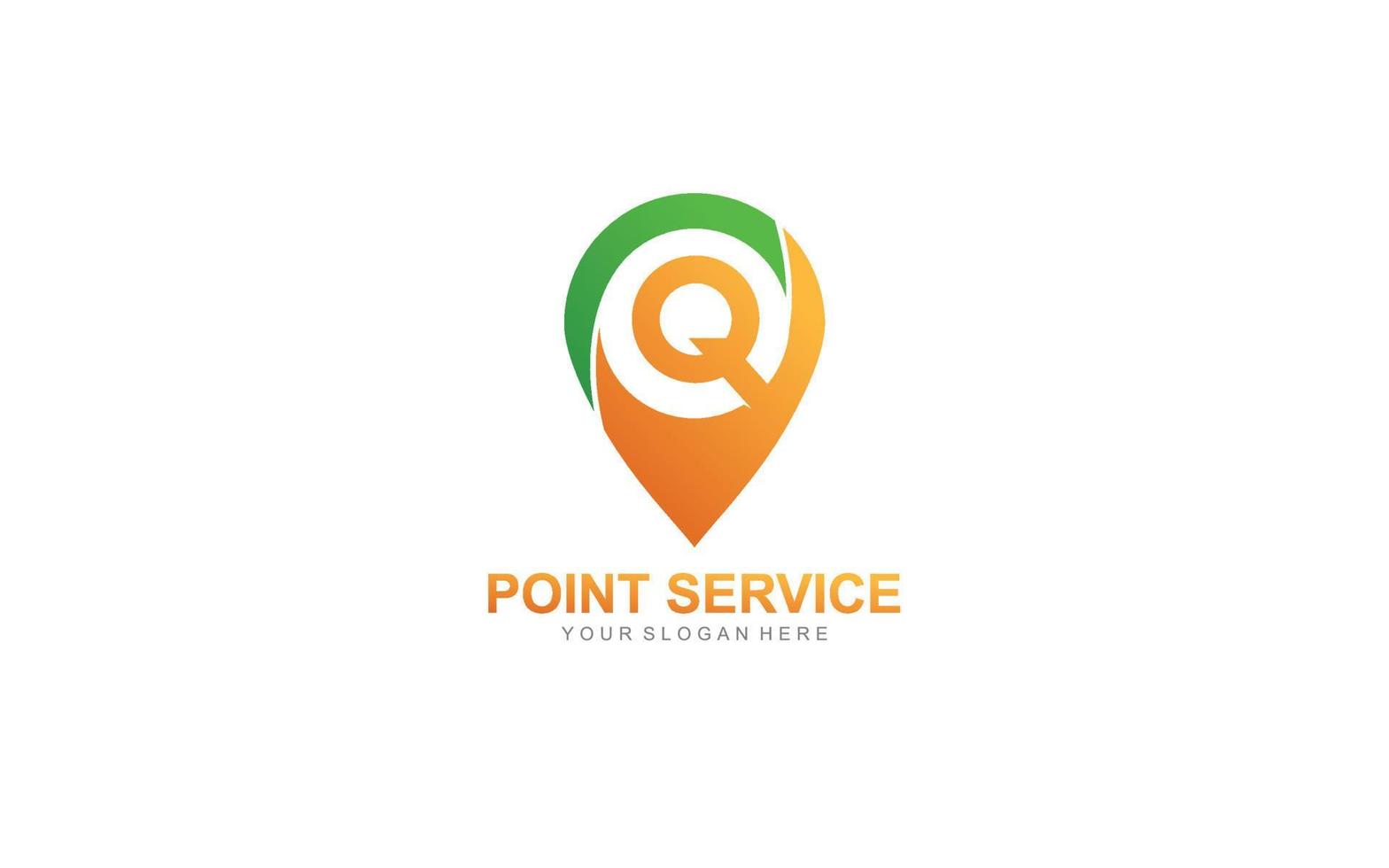 Q point logo design inspiration. Vector letter template design for brand.