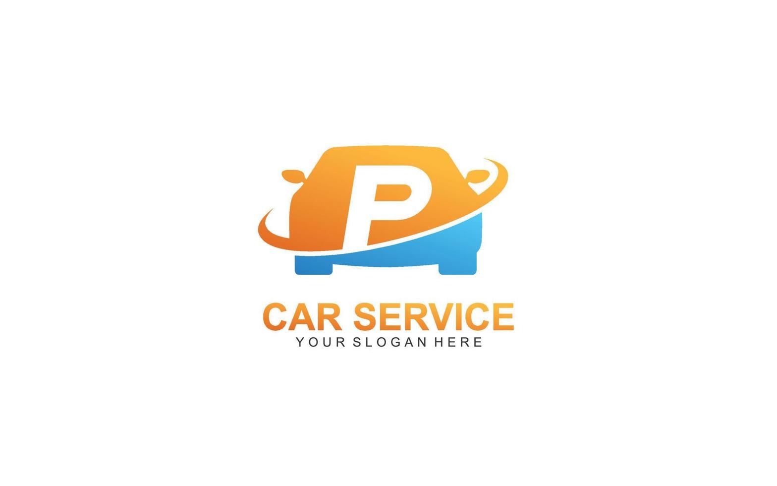 P rent car logo design inspiration. Vector letter template design for brand.