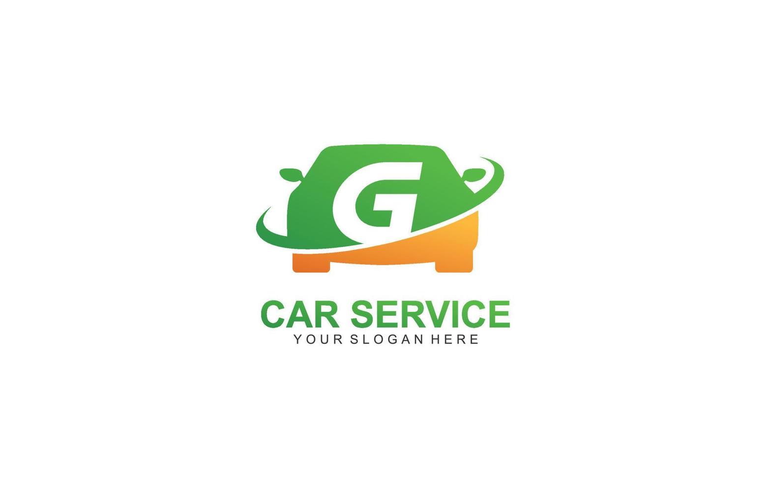 G rent car logo design inspiration. Vector letter template design for brand.