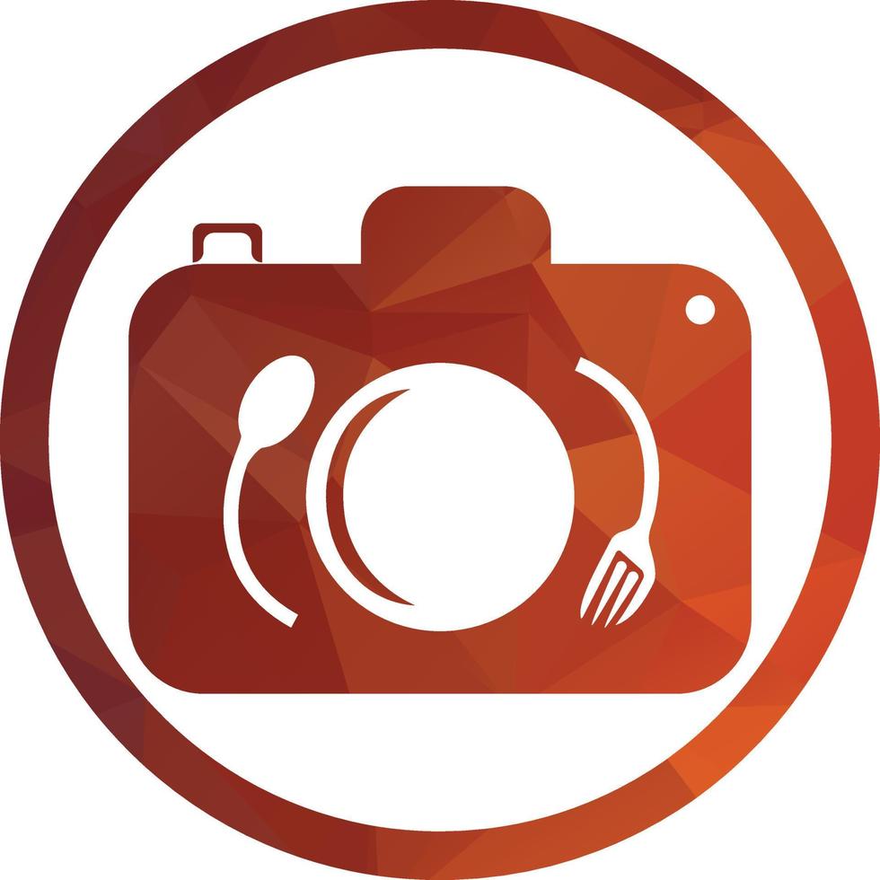 Food Photo vector logo template. This design use camera logo with plate, spoon and fork. Suitable for business, photograph, vlog