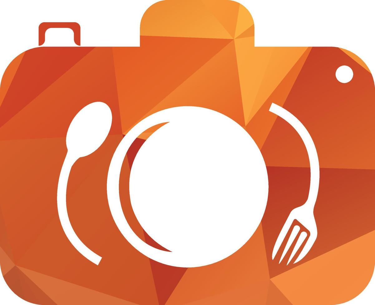 Food Photo vector logo template. This design use camera logo with plate, spoon and fork. Suitable for business, photograph, vlog