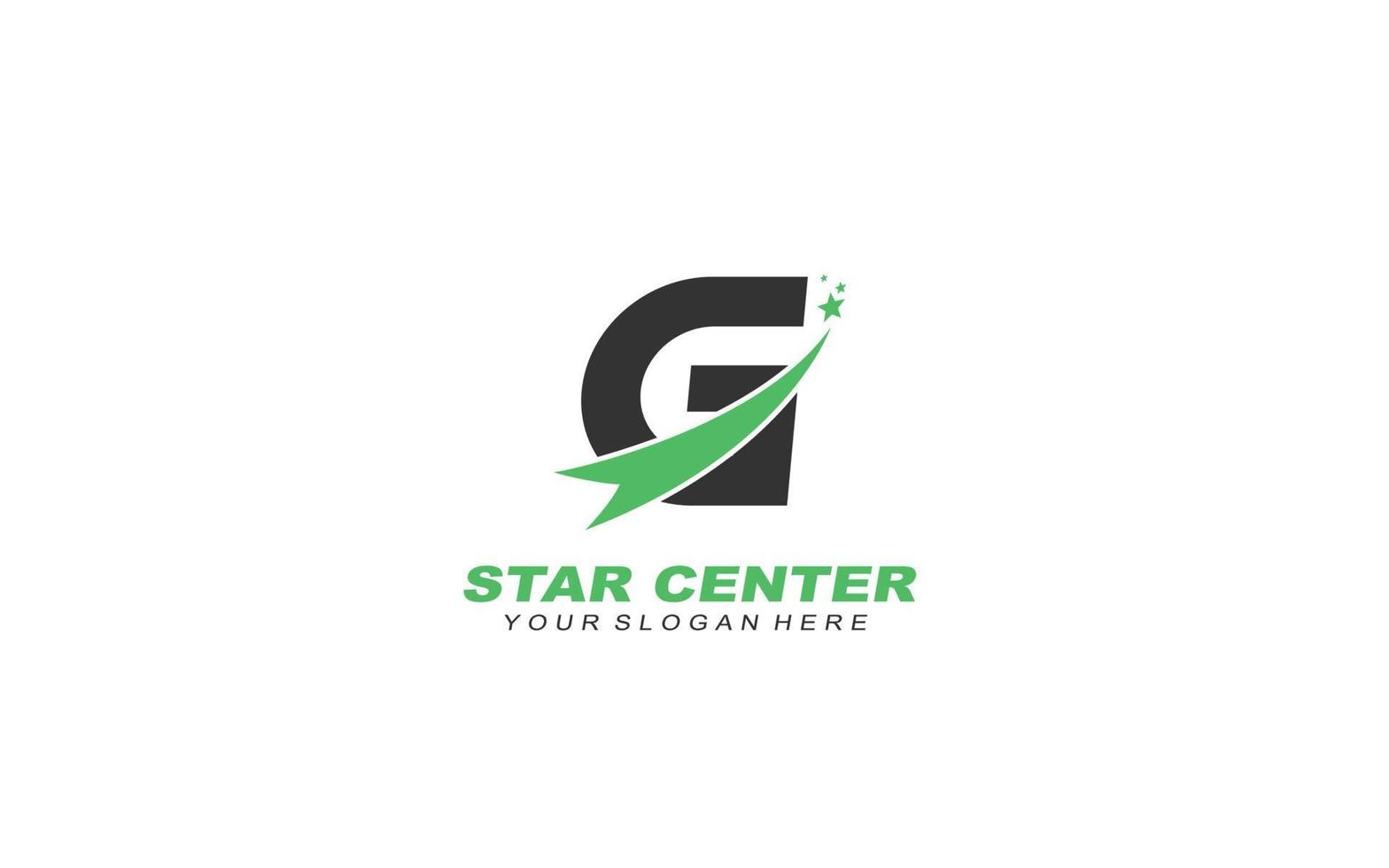 G star logo design inspiration. Vector letter template design for brand.
