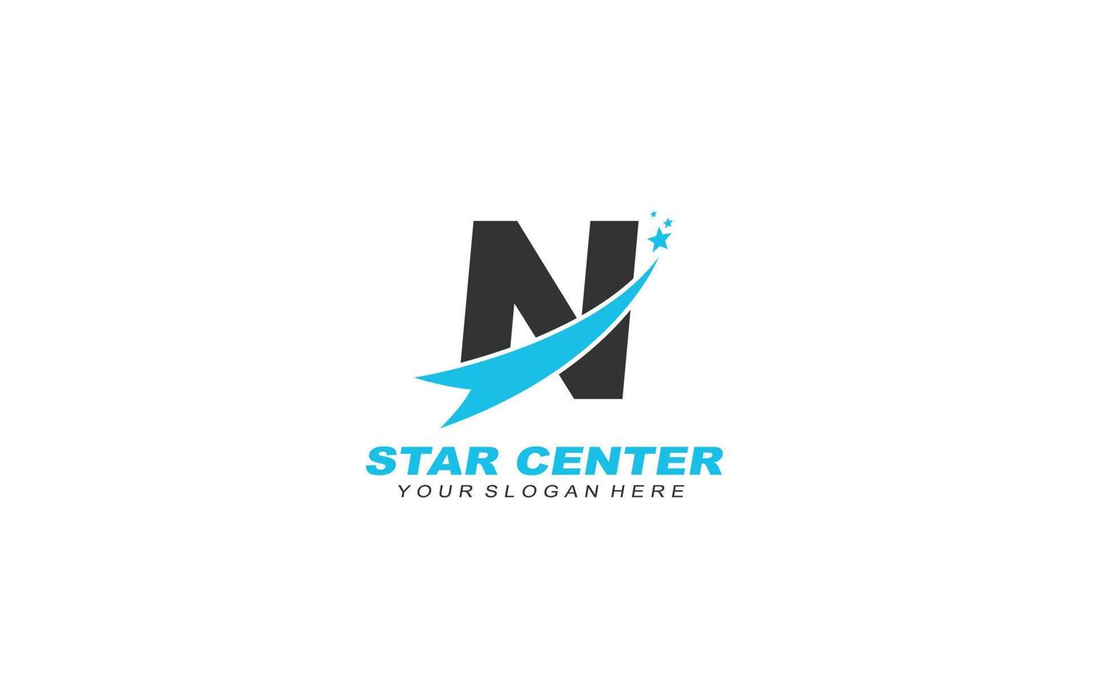 N star logo design inspiration. Vector letter template design for brand.