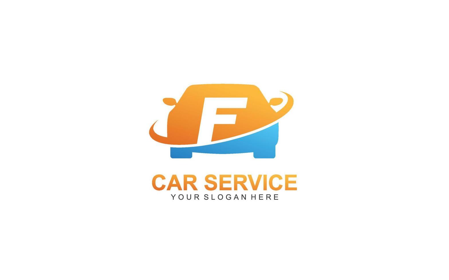 F rent car logo design inspiration. Vector letter template design for brand.