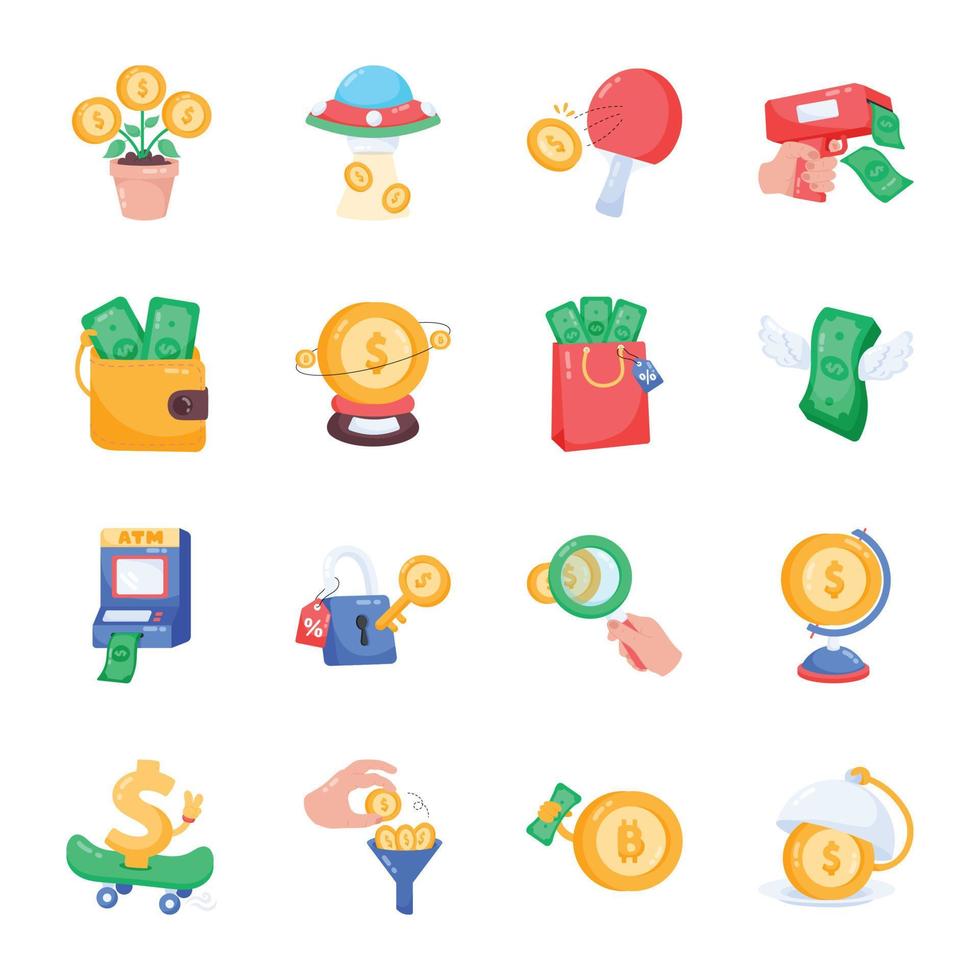 A Bundle of Money Flat Stickers vector