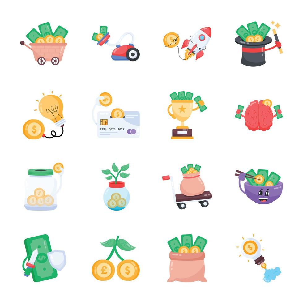 A Collection of Investment Flat Stickers vector