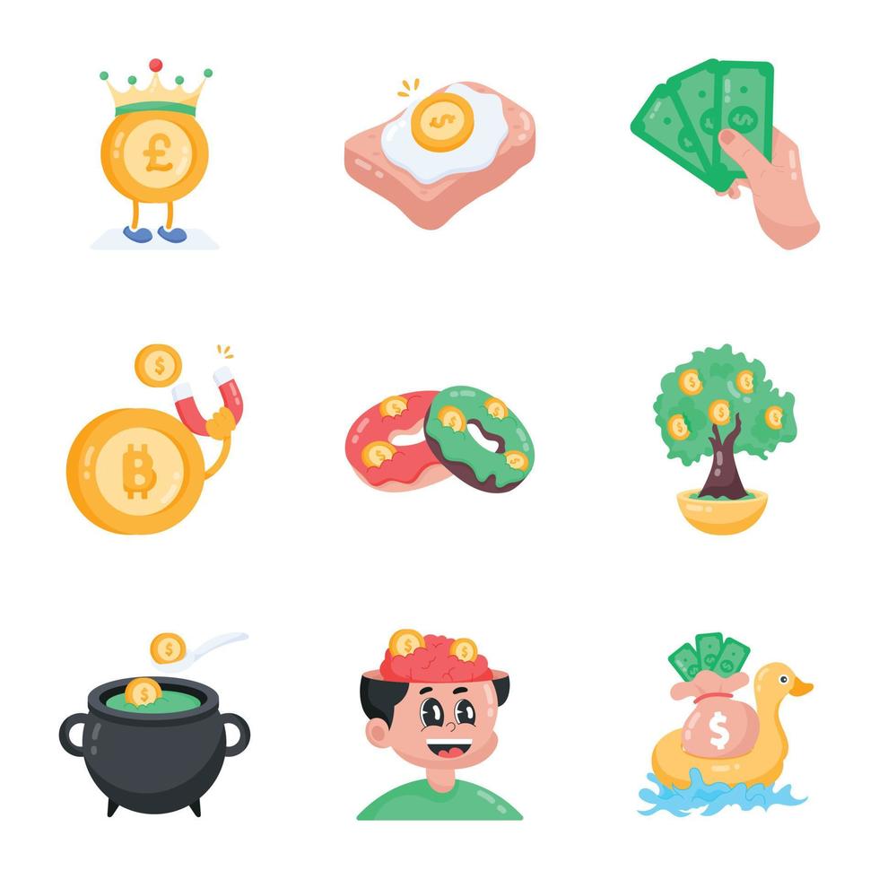 A Customizable Pack of Flat Money Stickers vector