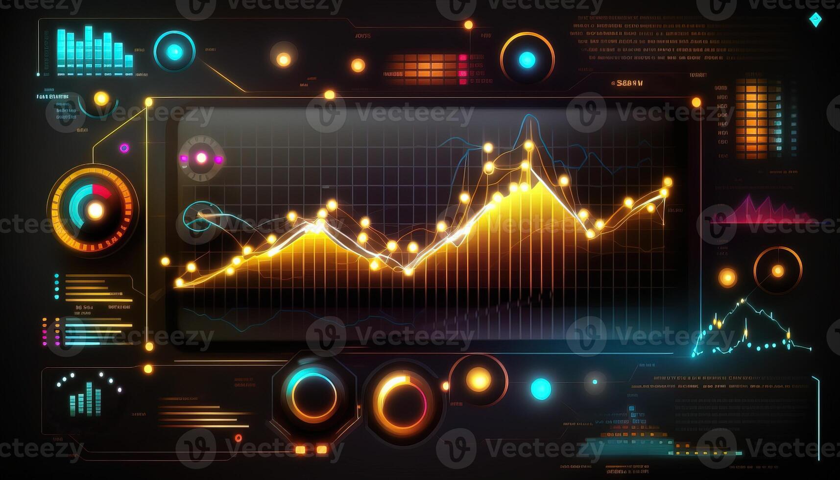 , stock market chart lines, financial graph on technology abstract background represent financial crisis, financial meltdown. Technology concept, trading market concept. photo