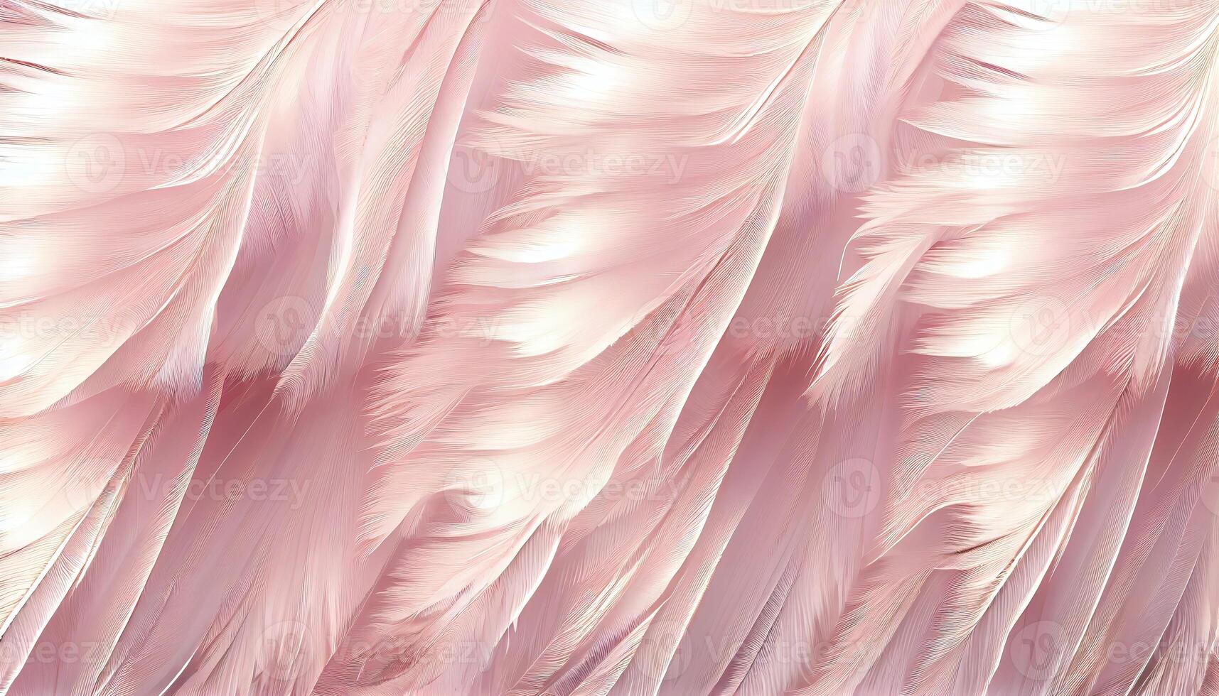 , Beautiful light pink closeup feathers, photorealistic background. Small fluffy pink feathers randomly scattered forming photo
