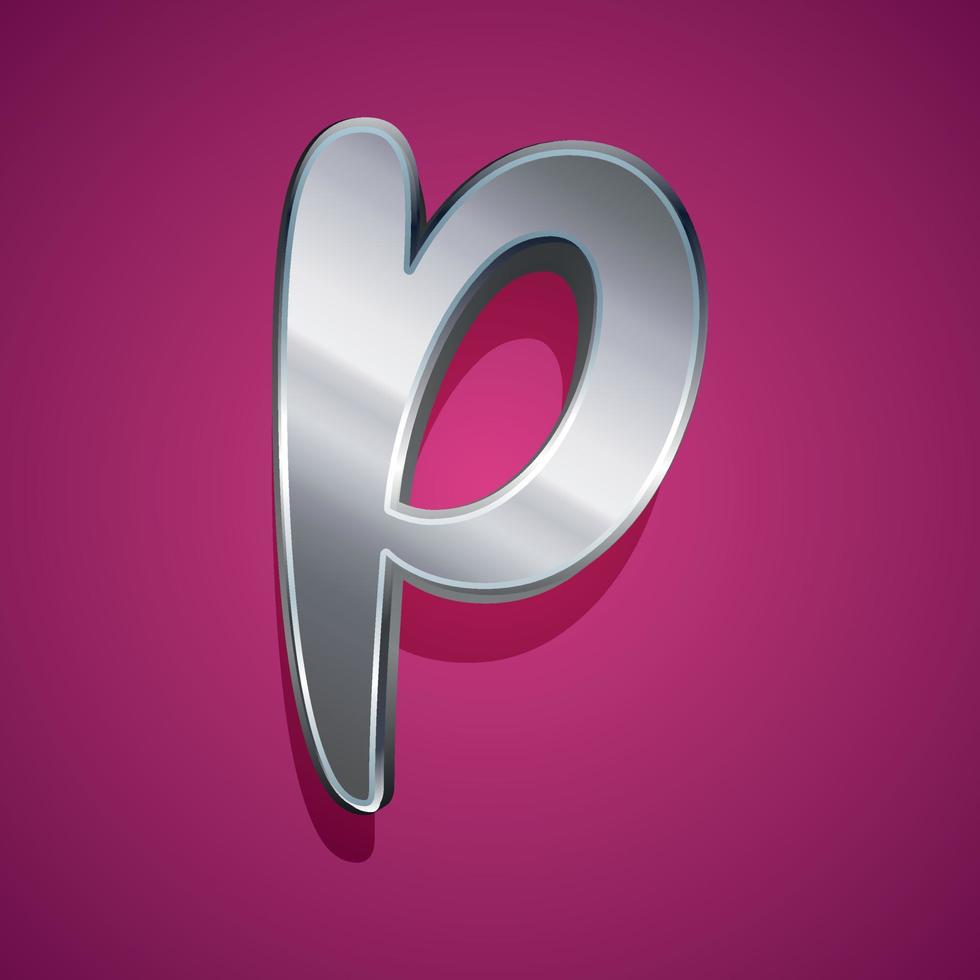 3d illustration of small letter p vector