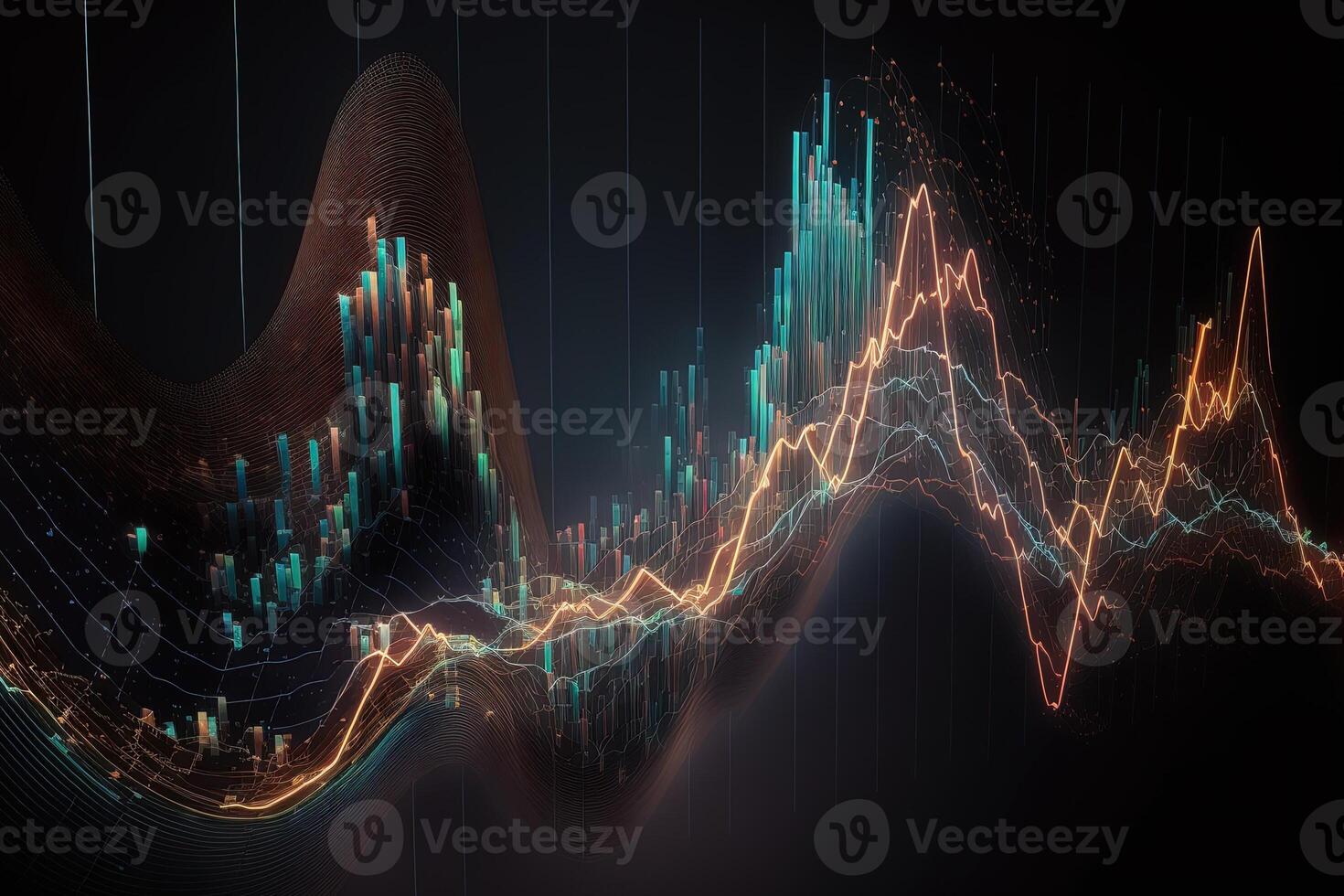 , stock market chart lines, financial graph on technology abstract background represent financial crisis, financial meltdown. Technology concept, trading market concept. photo
