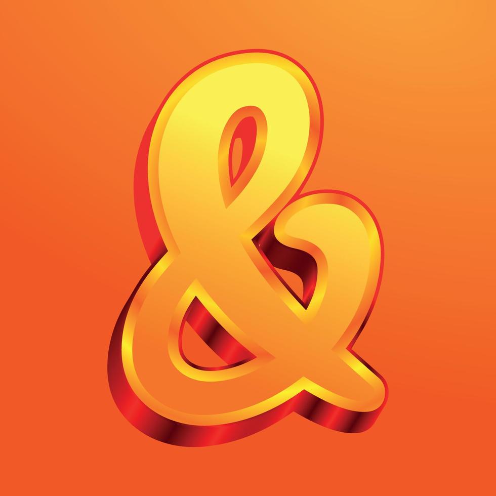 Ilustración 3d de signo ampersand vector