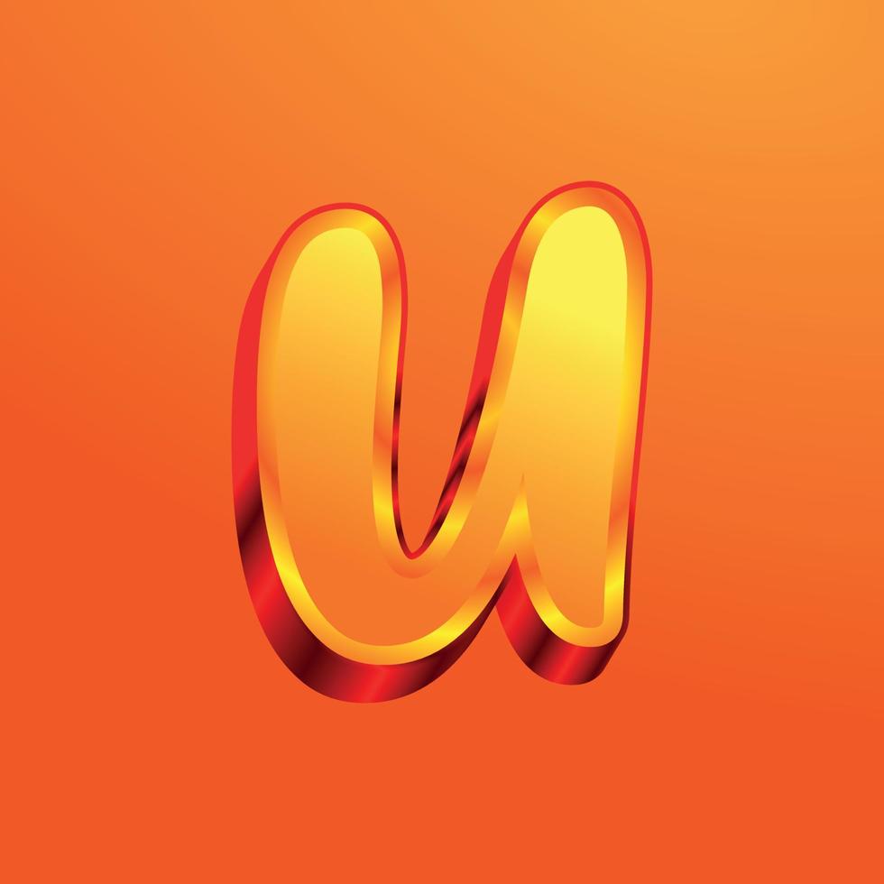 3d illustration of small letter u vector