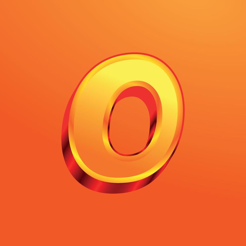 3d illustration of small letter o vector