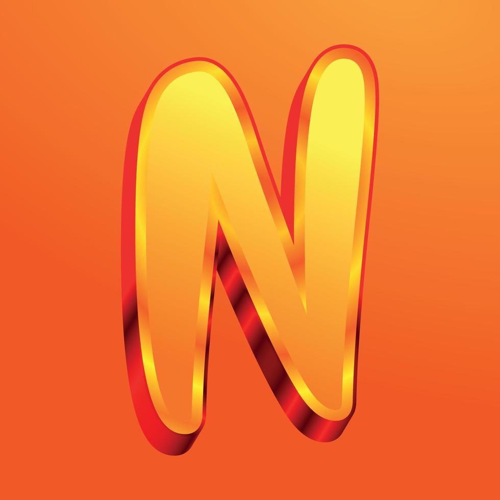 3d illustration of letter n vector