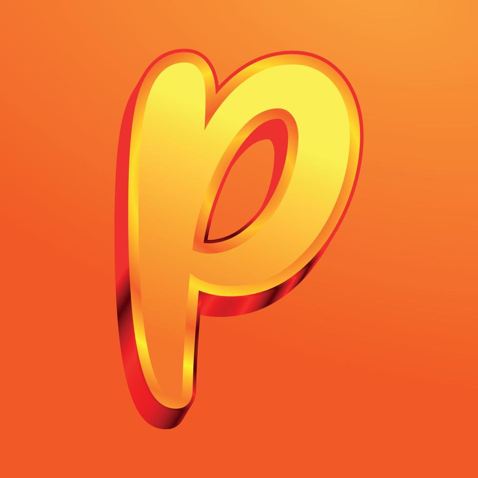 3d illustration of small letter p vector