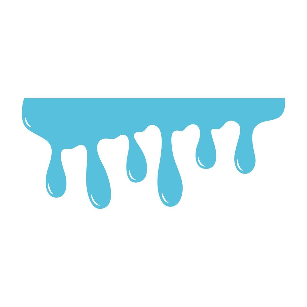 Blue paint splatter horizontal drips. vector