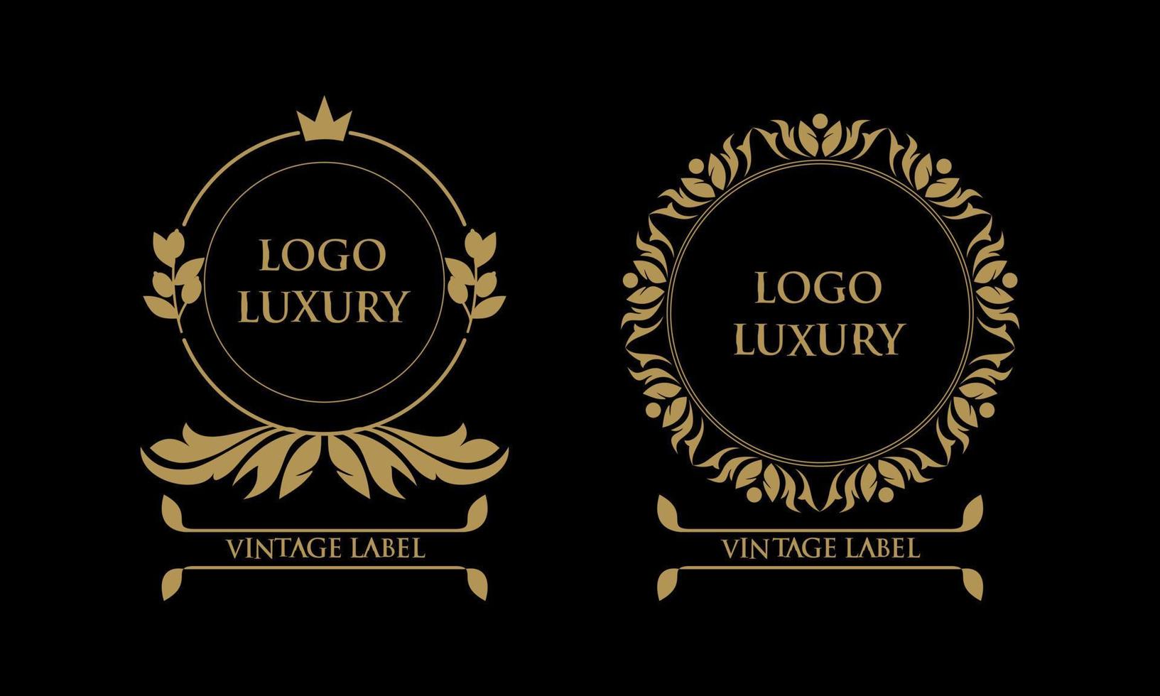 Vintage decorations elements and frames gold color vector