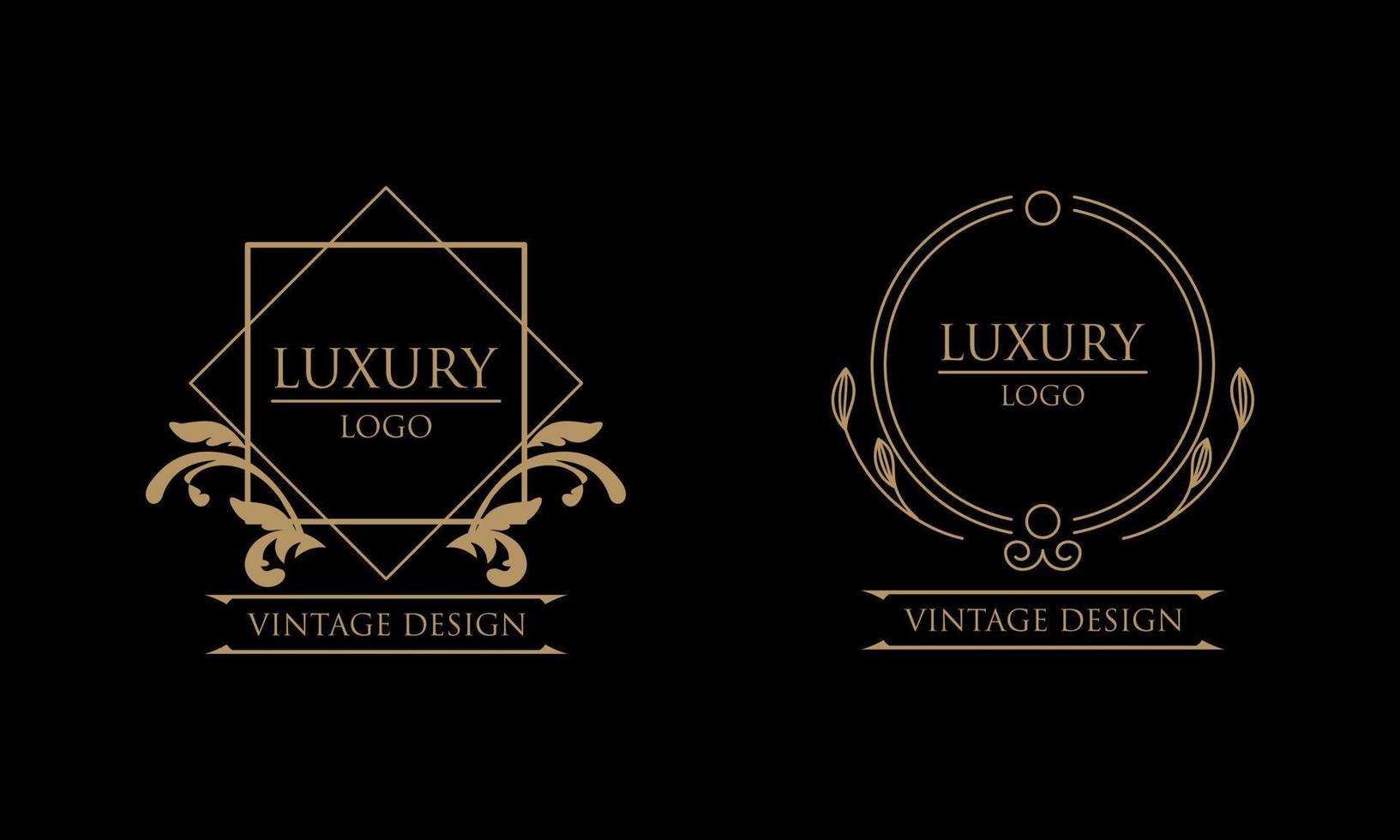 Vintage decorations elements and frames gold color vector