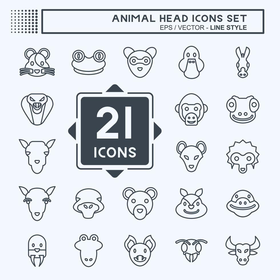 Icon Set Animal Head. related to Education symbol. simple design editable. simple illustration vector