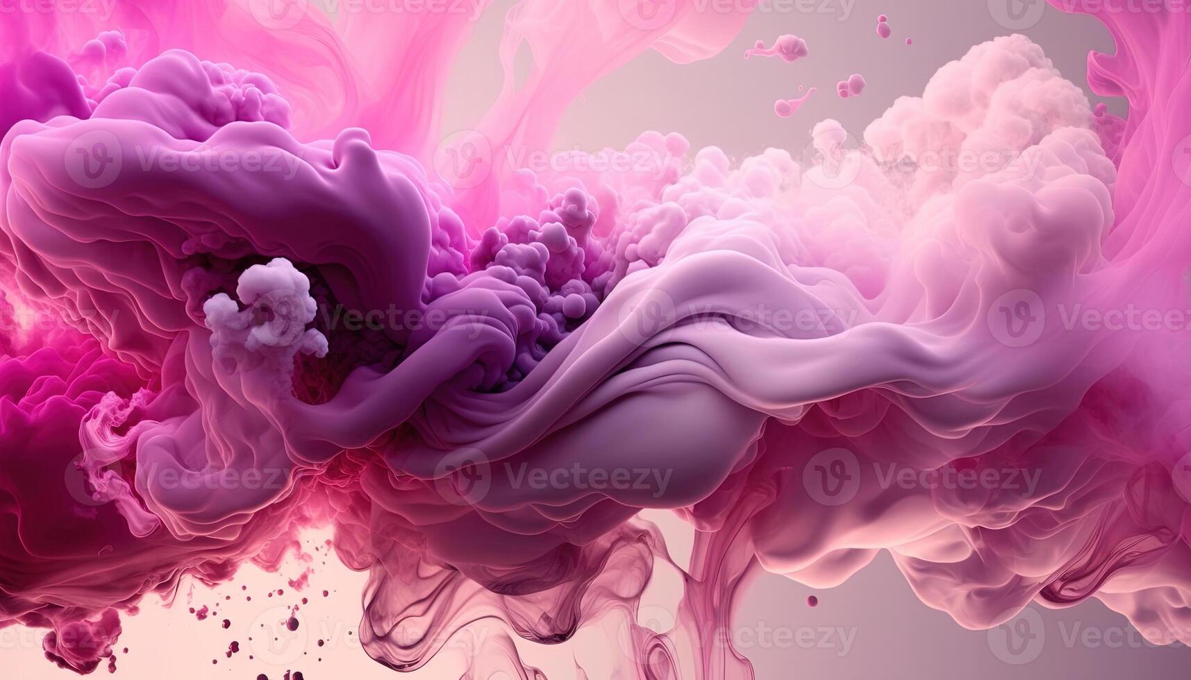 , Flowing light pink, viva magenta smoke with splashes. Soft fluid banner, spring female mood, 3D effect, modern macro realistic abstract background illustration, ink in water effect. photo