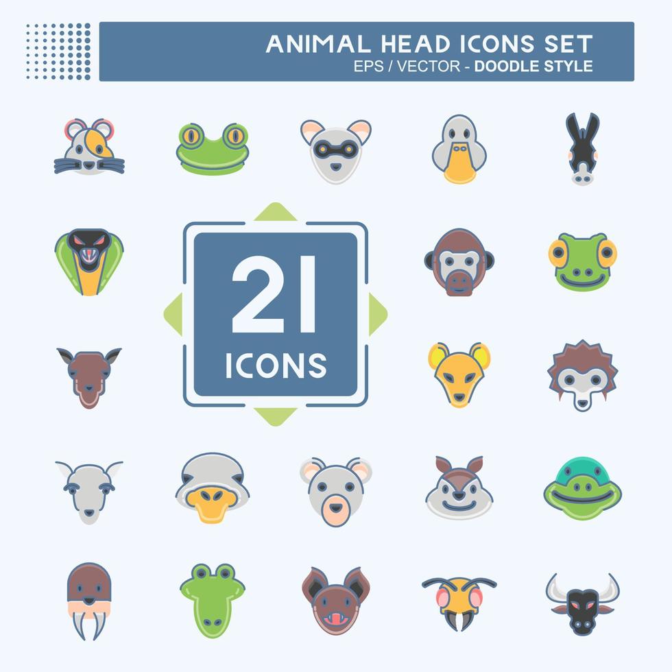 icono conjunto animal cabeza. relacionado a educación símbolo. sencillo diseño editable. sencillo ilustración vector