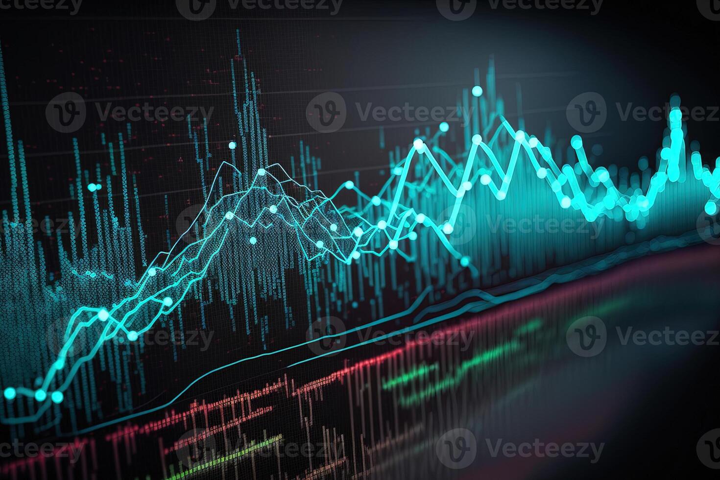 , stock market chart lines, financial graph on technology abstract background represent financial crisis, financial meltdown. Technology concept, trading market concept. photo