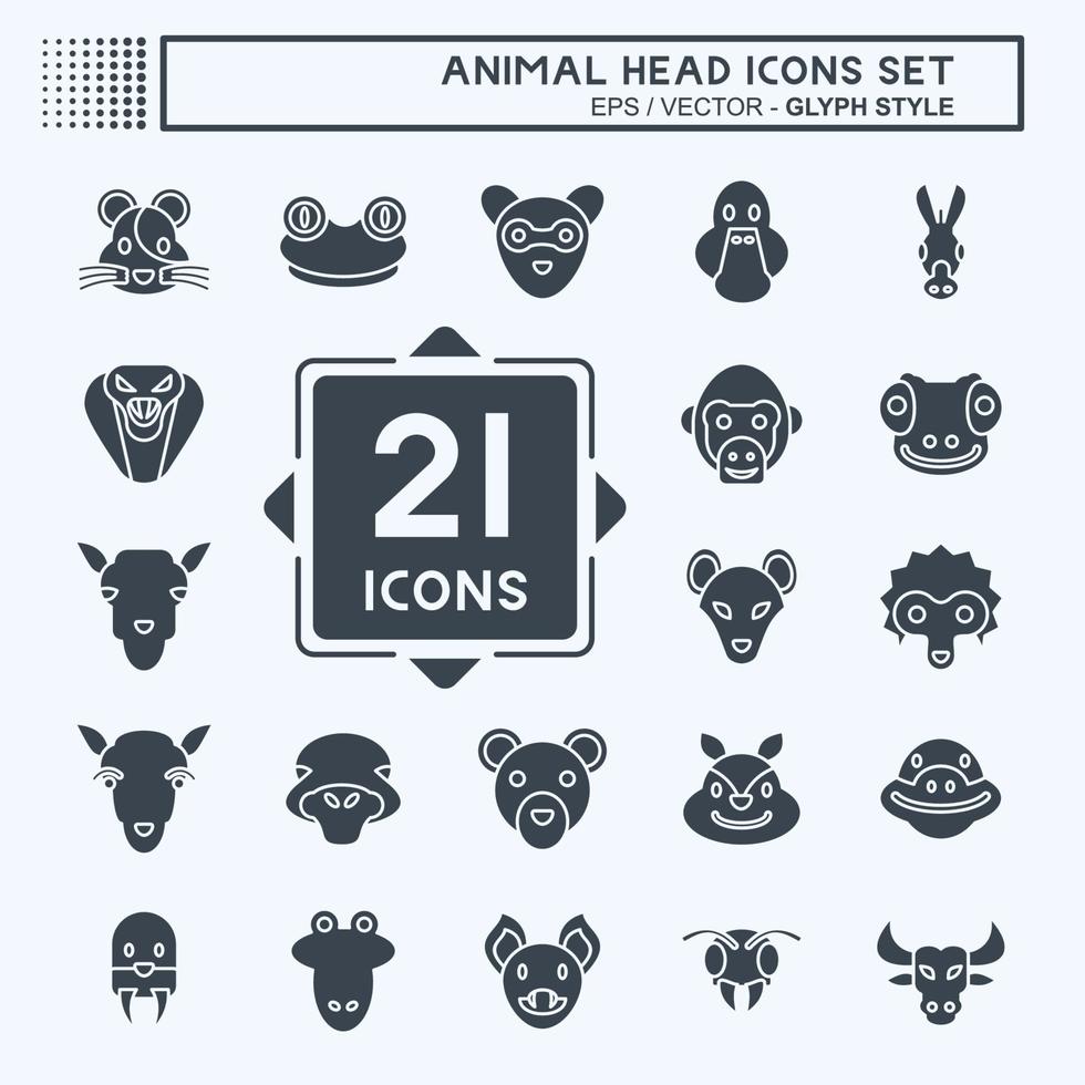 Icon Set Animal Head. related to Education symbol. simple design editable. simple illustration vector