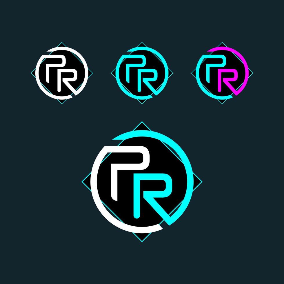 PR RP trendy letter logo design vector