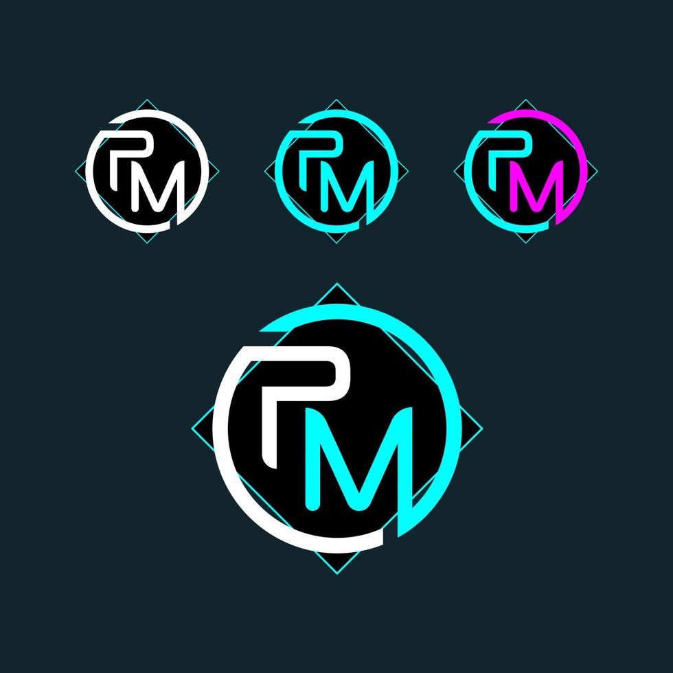 pm mp de moda letra logo diseño vector