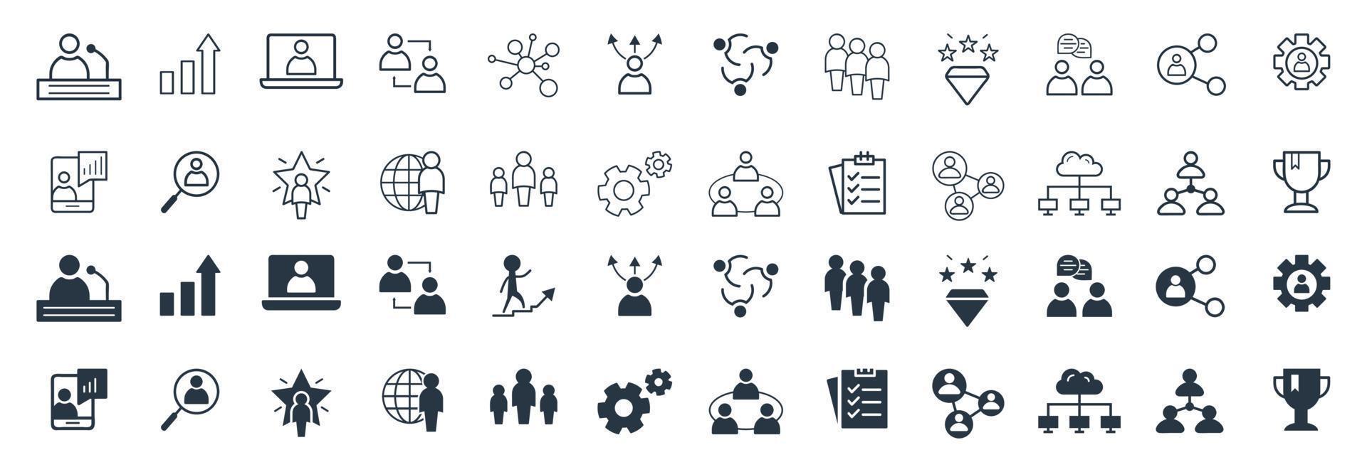 Teamwork of Business people and human resources vector icon set