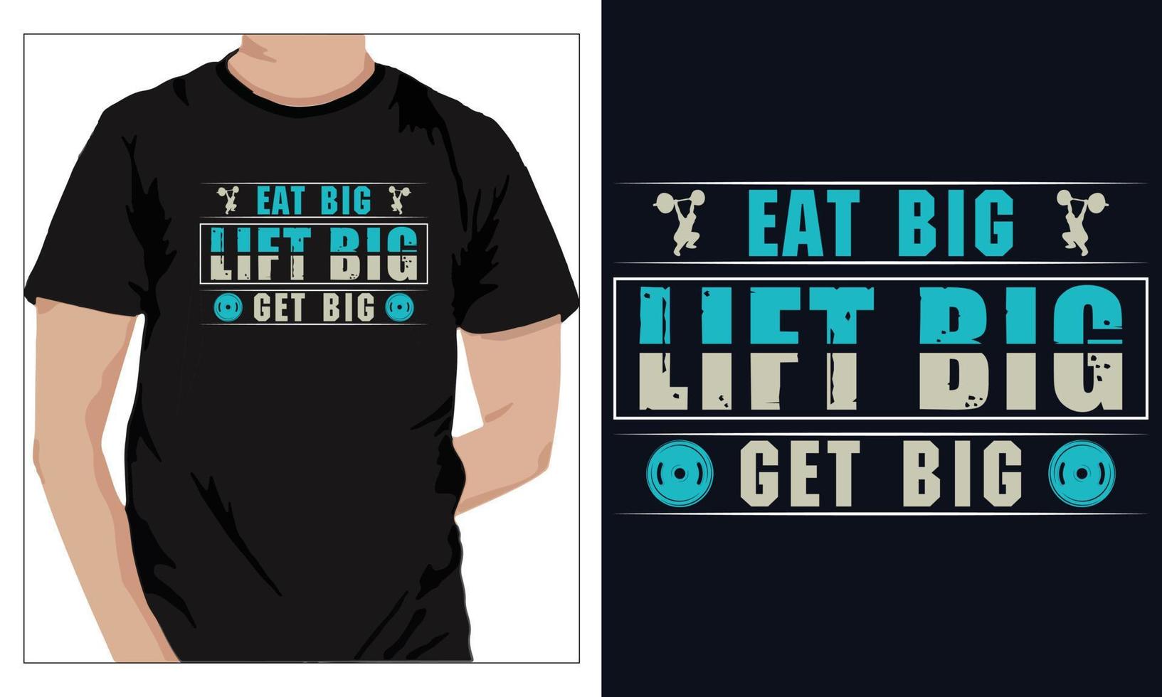 gimnasio aptitud camisetas diseño comer grande levantar grande obtener grande vector