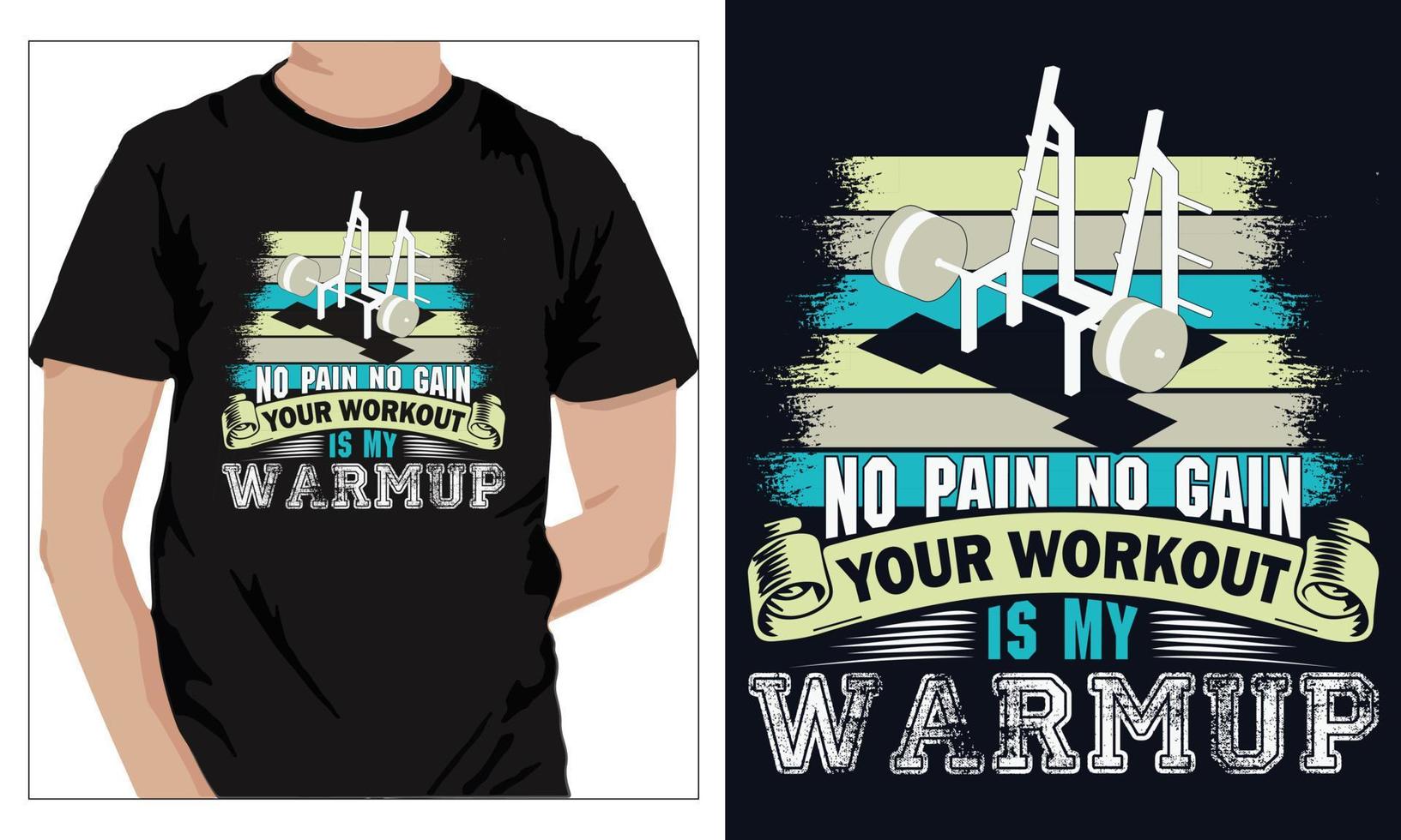 gimnasio aptitud camisetas diseño No dolor No ganancia tu rutina de ejercicio es mi calentar vector