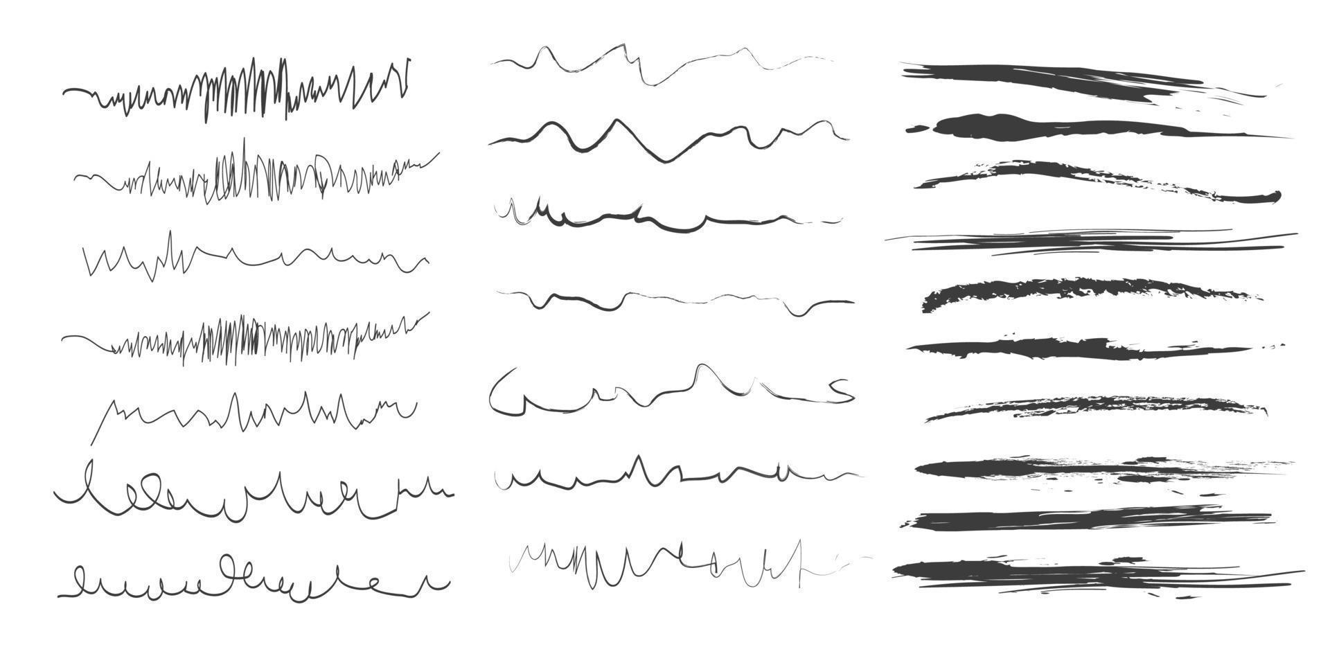 Set of Chaotic continuous lines. vector