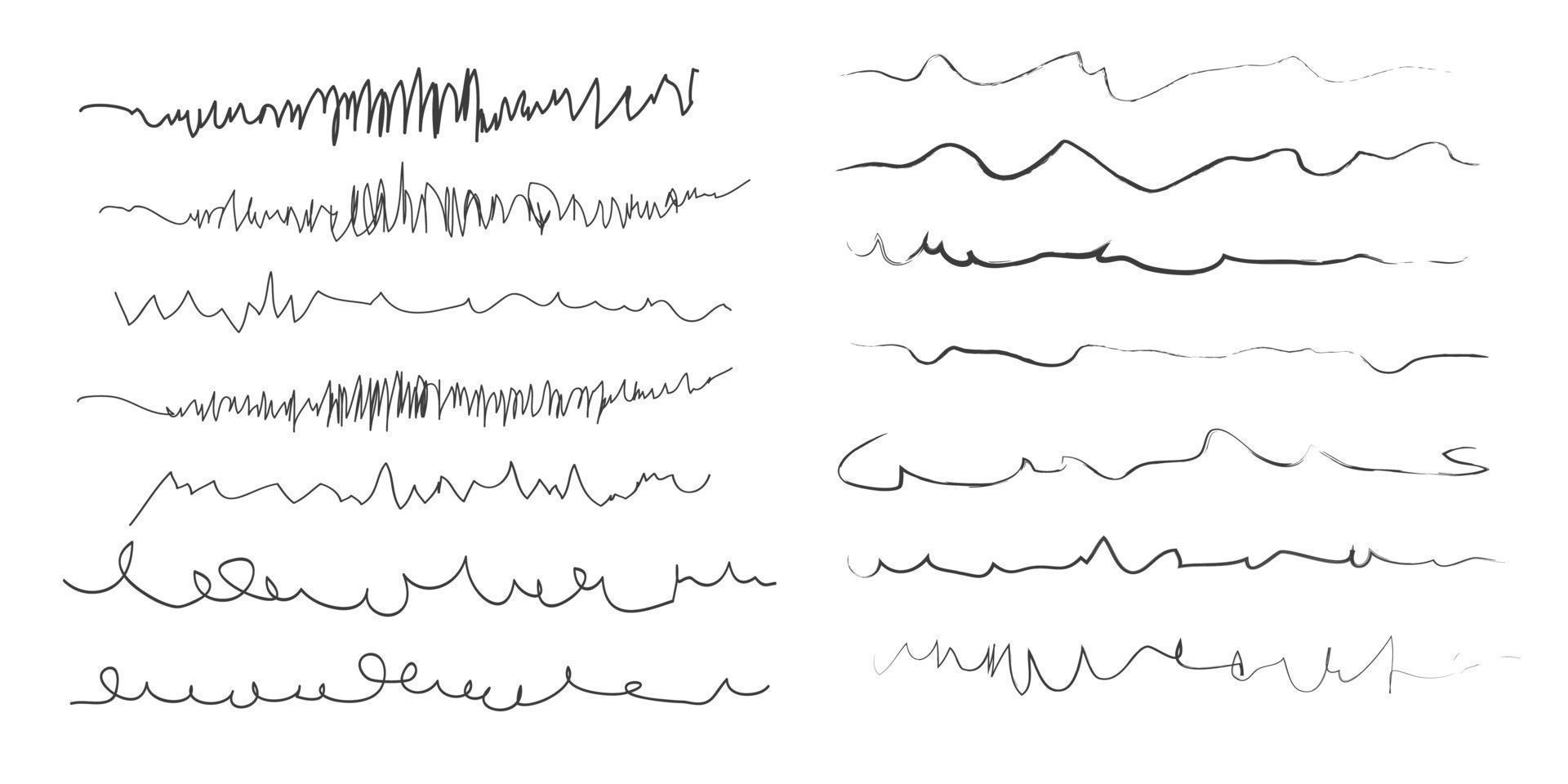 Set of Chaotic continuous lines. vector