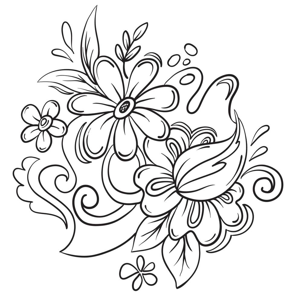 mano dibujado garabatear flores vector ilustración