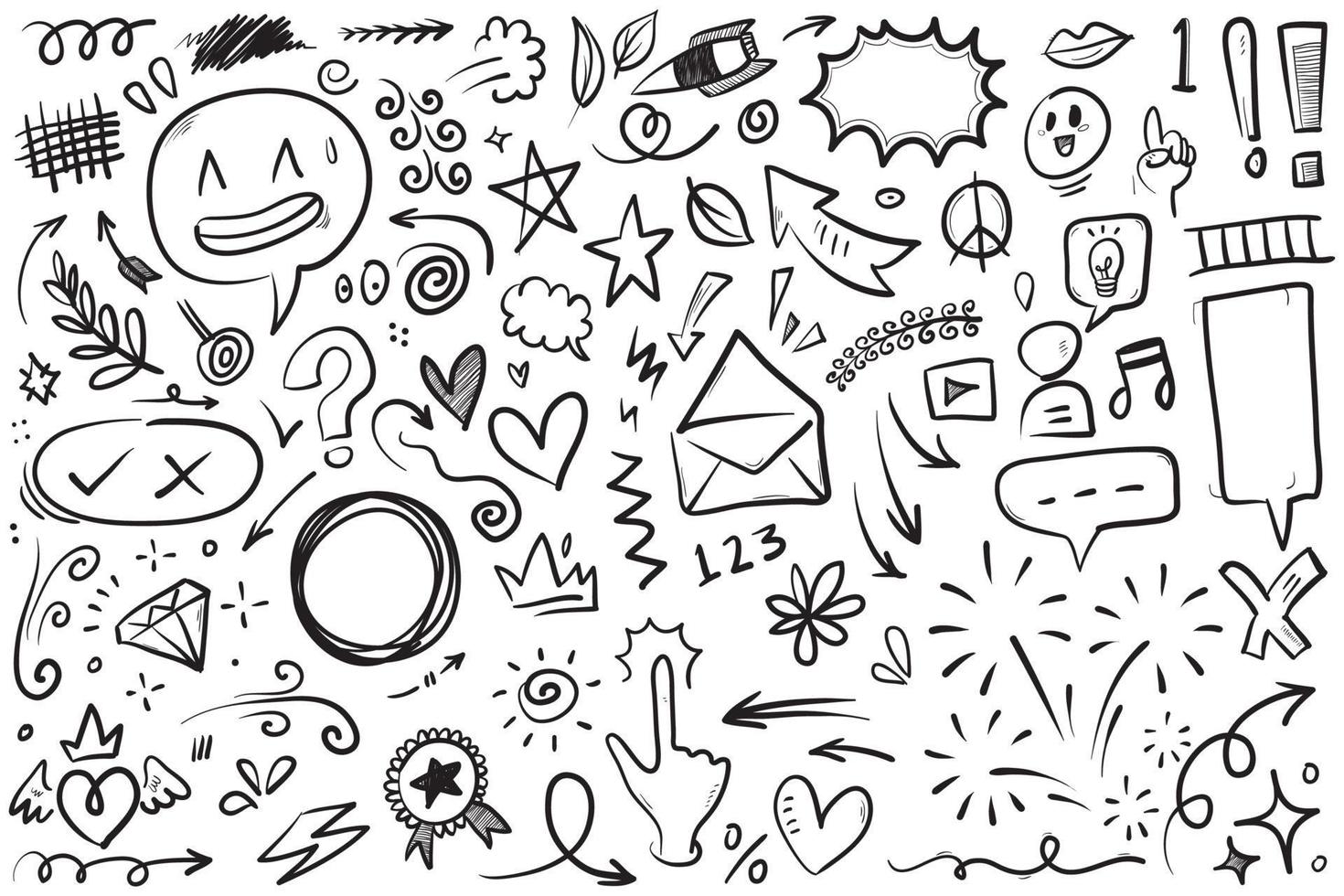 Doodle lines, Arrows, circles and curves vector.hand drawn design elements isolated on white background for infographic. vector illustration.