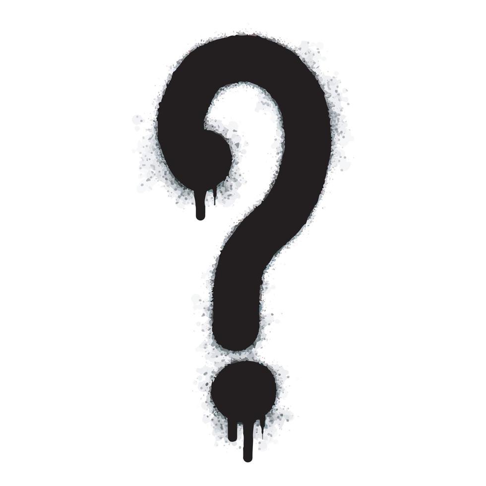 Spray Painted Graffiti Question Icon Sprayed isolated with a white