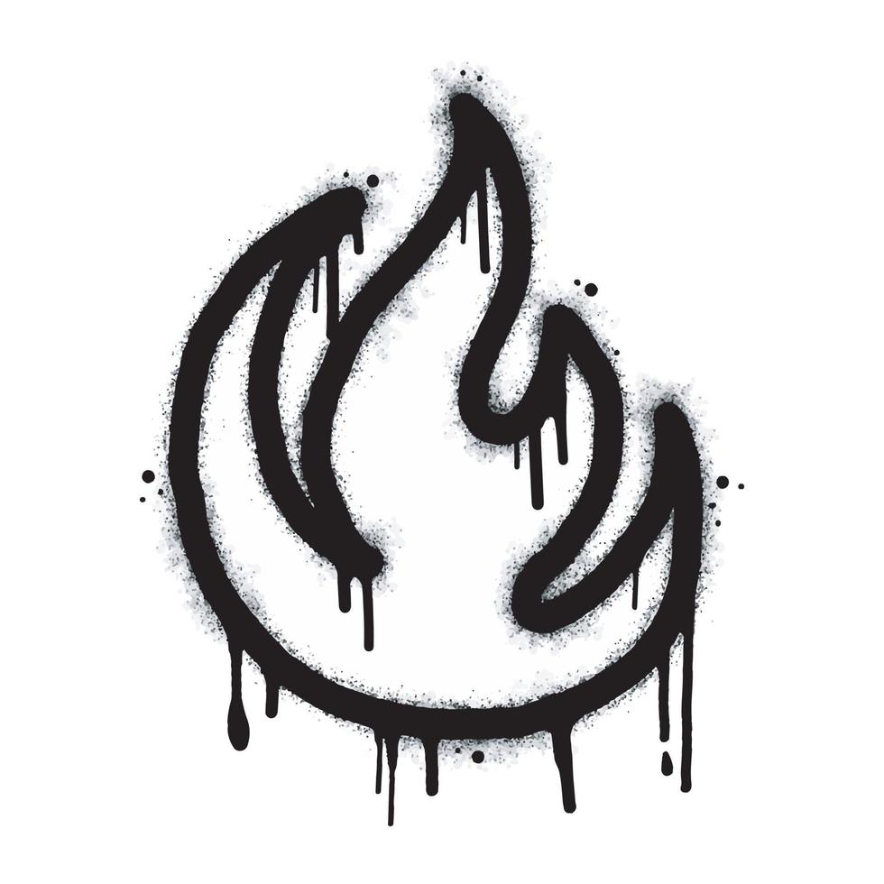 Spray Painted Graffiti Fire flame icon Sprayed isolated with a white background. graffiti Fire flame icon with over spray in black over vector