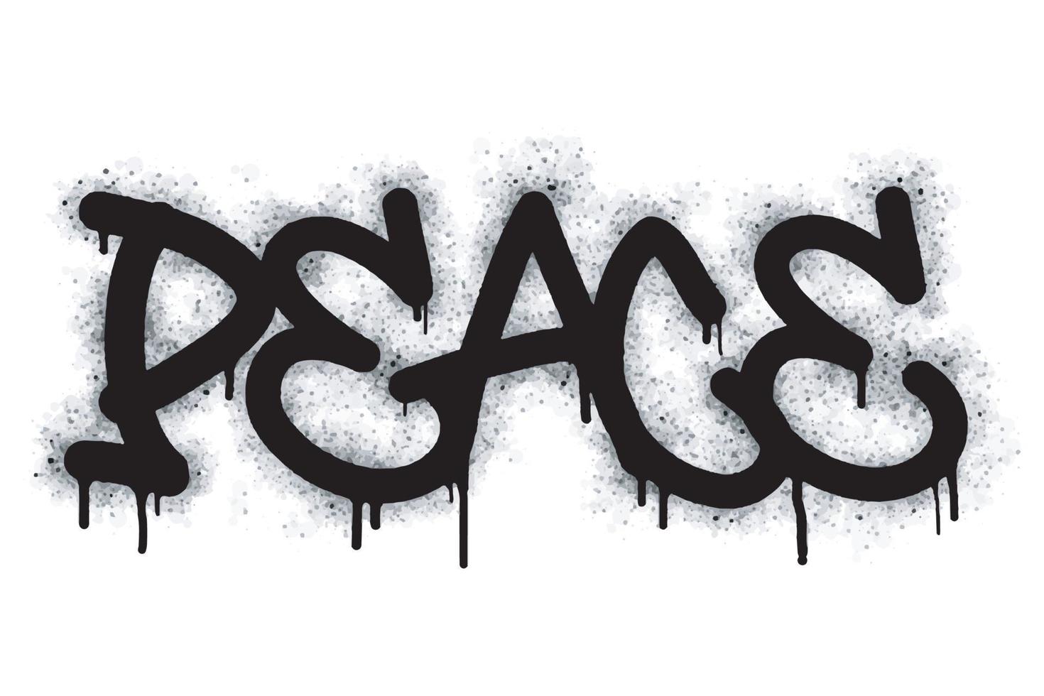 pintada paz palabra y símbolo rociado en negro vector