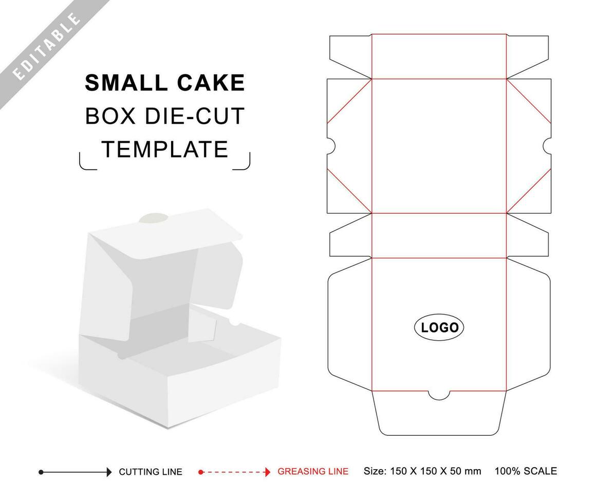 pequeño pastel caja morir cortar modelo vector