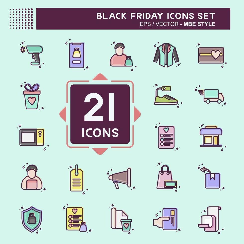 Icon Set Black Friday. related to Education symbol. shopping. simple illustration vector