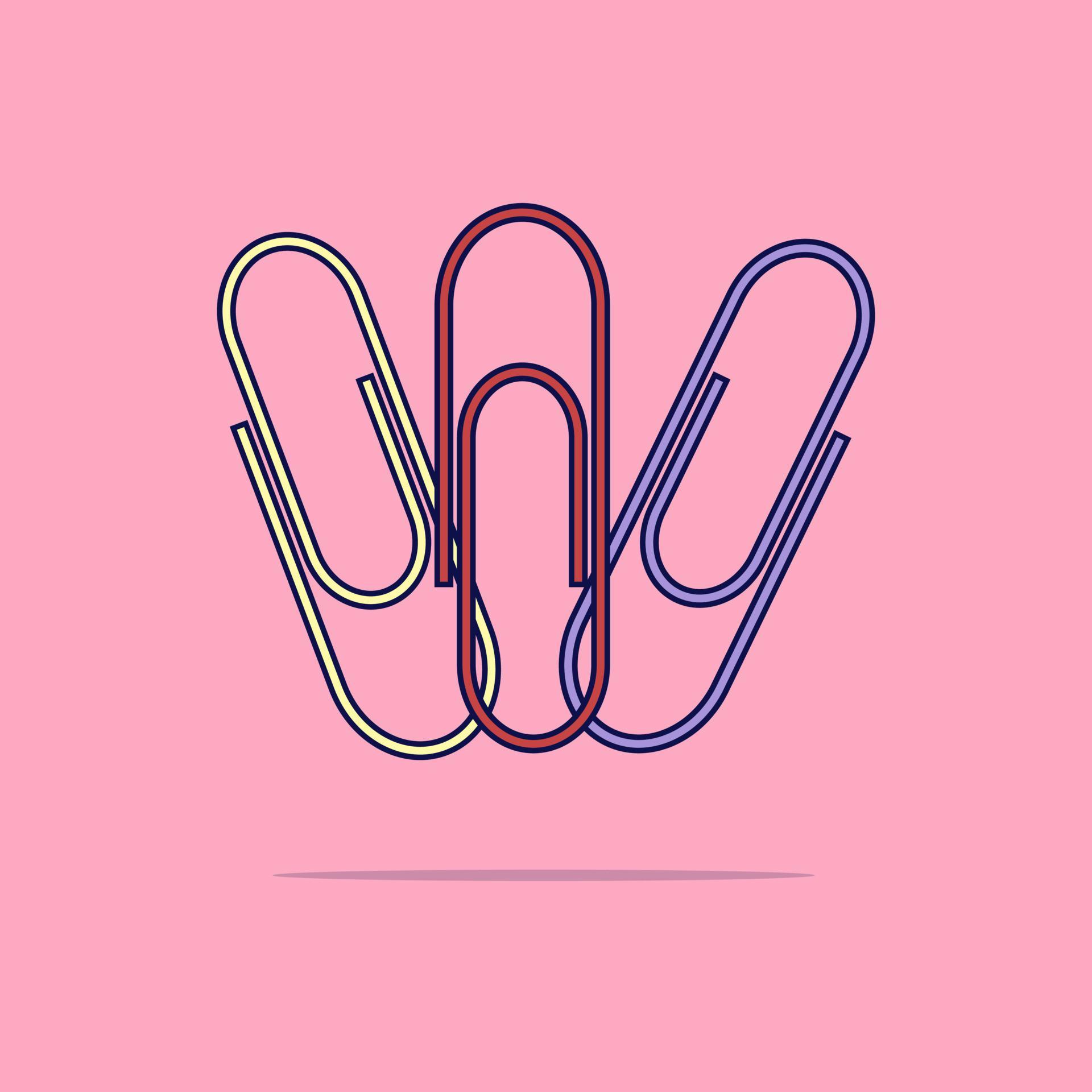 Paper clip vector icon illustration. Paper clip icon concept isolated