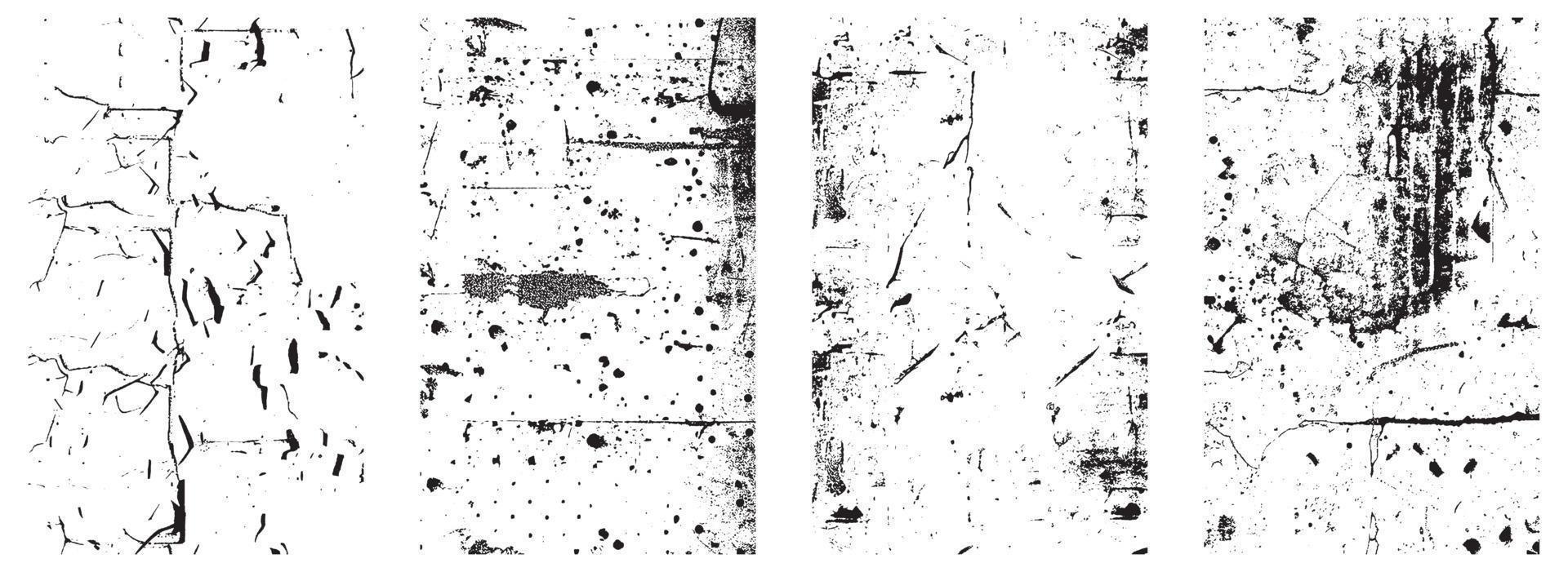 conjunto de grunge afligido vector texturas - negro y blanco antecedentes con salpicar, rasguño y manchar efectos eps 10
