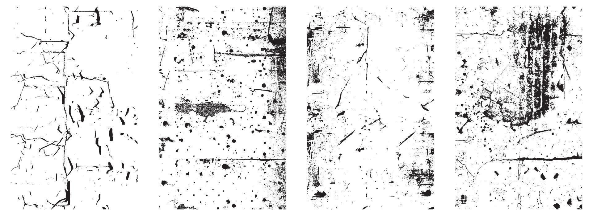 Set of Grunge Distressed Vector Textures - Black and White Backgrounds with Splatter, Scratch and Stain Effects. EPS 10.