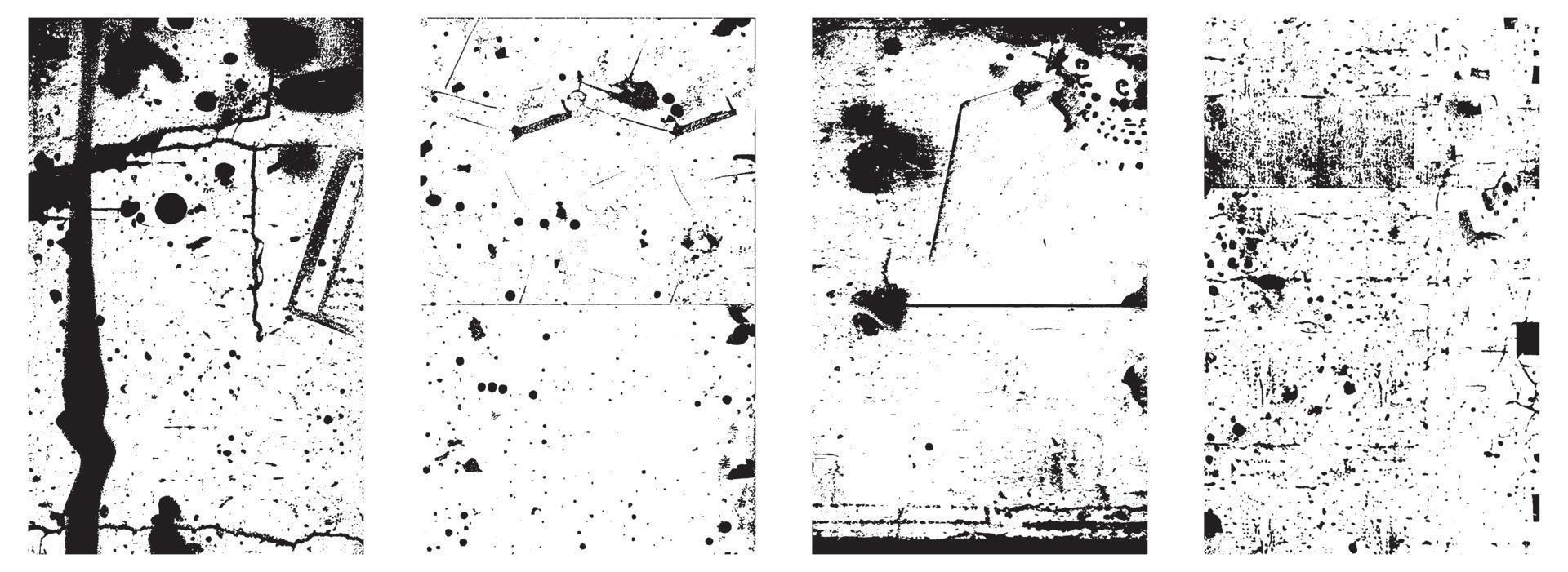 conjunto de grunge afligido vector texturas - negro y blanco antecedentes con salpicar, rasguño y manchar efectos eps 10