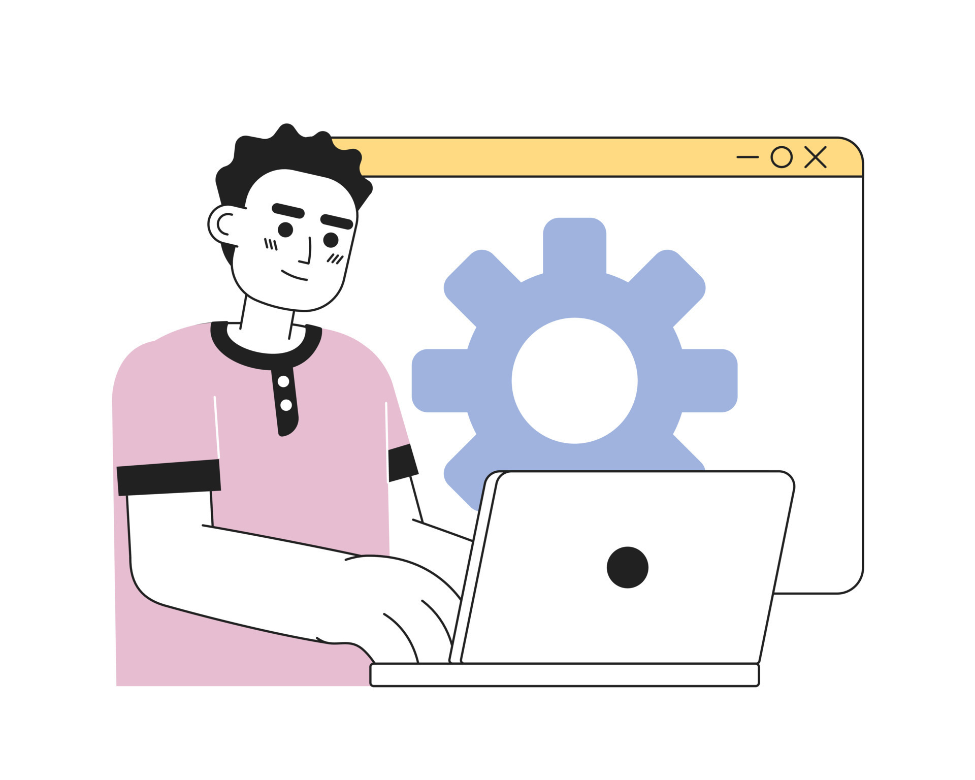 Web developer job line concept vector spot illustration editable 2d